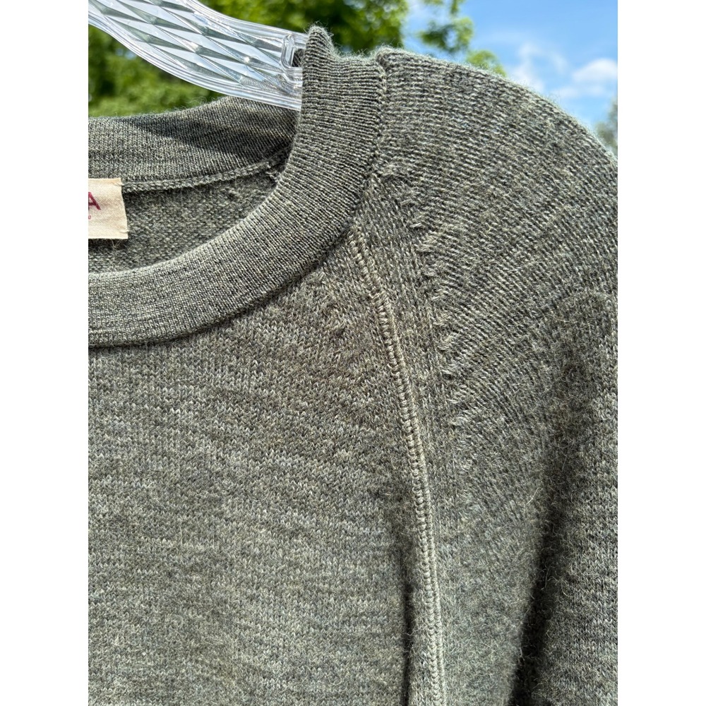 Paka Mens Crewneck Sweater Medium Green Royal Alpaca Knit Sustainable Peru - Picture 3 of 11